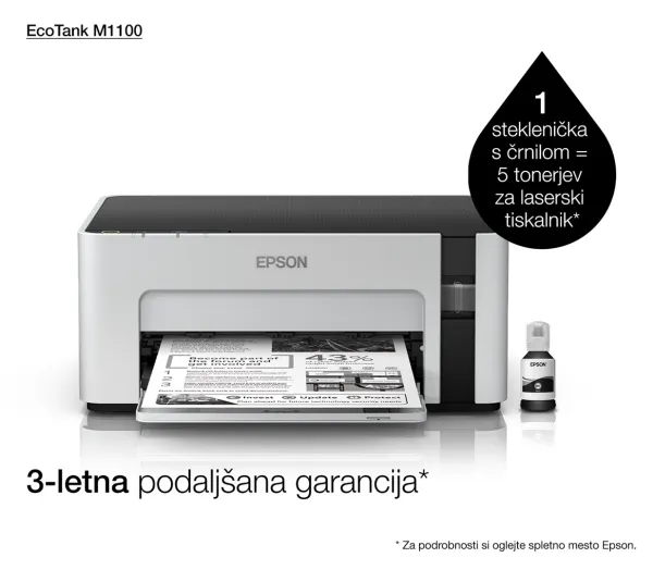 Epson EcoTank ET-M1100 - Printer - S/H - blækprinter - kan genopfyldes - A4/Legal - 1440 x 720 dpi - op til 15 spm - kapacitet: 150 ark - USB 2.0