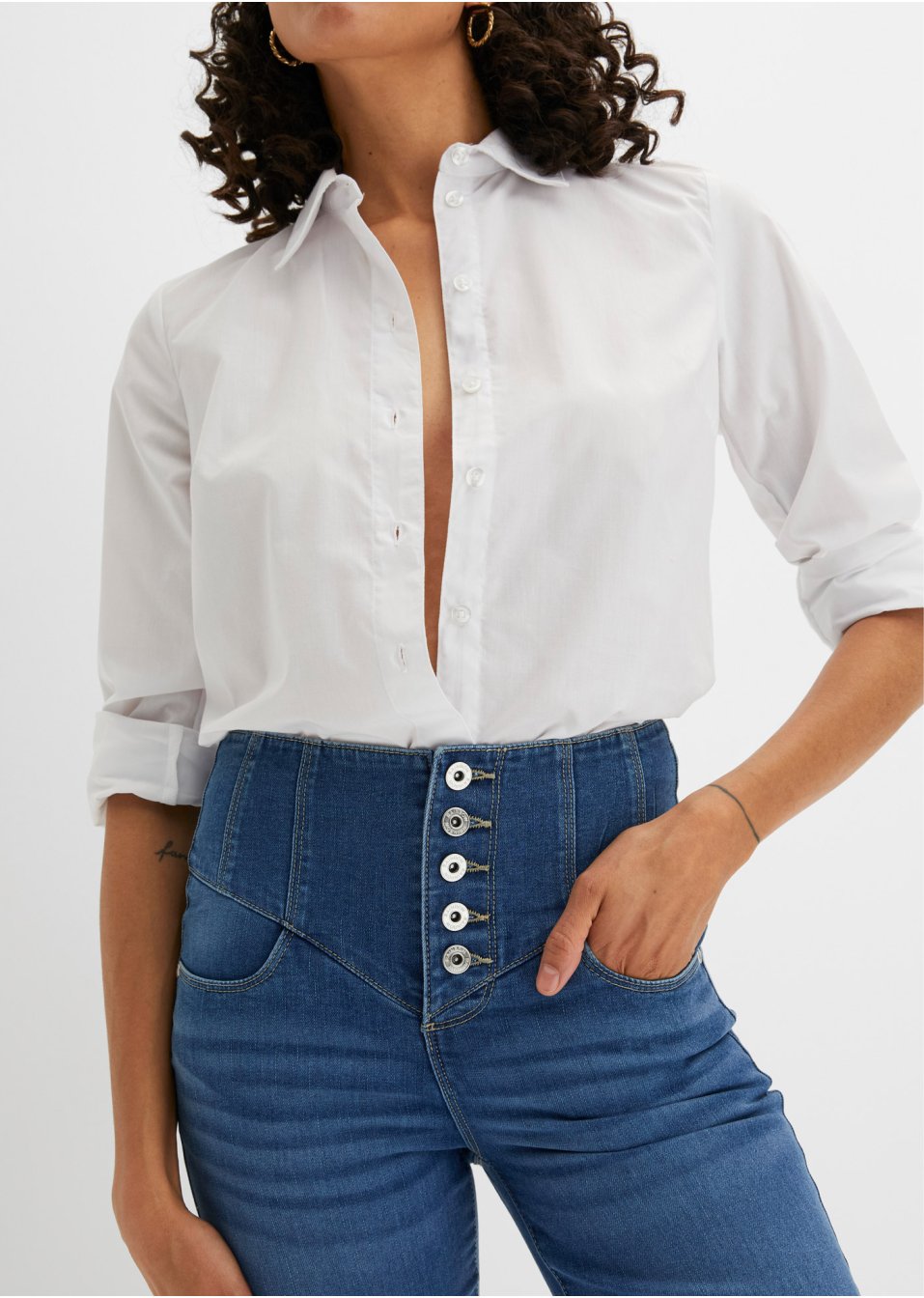 Jean flare taille haute avec polyester recyclé