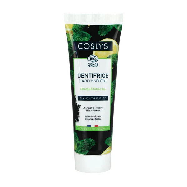 Coslys Dentifrice Charbon Menthe-Citron 100 g