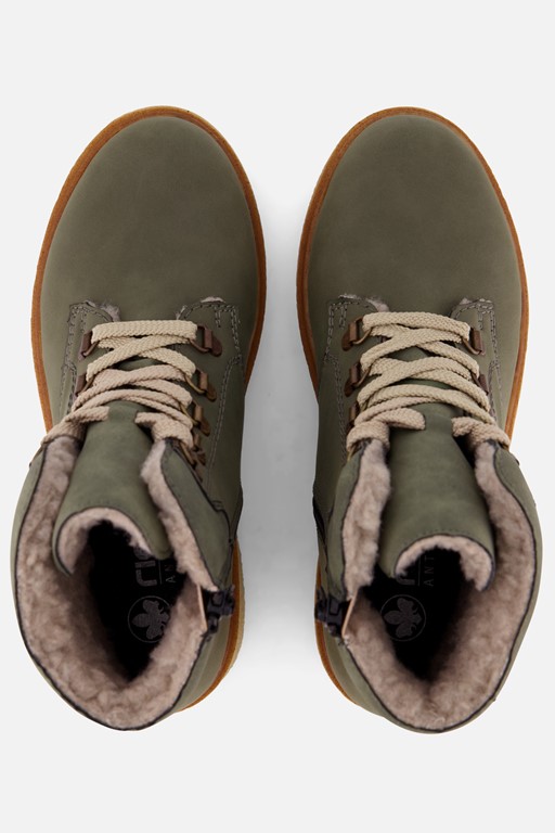Rieker Veterboots groen Suede