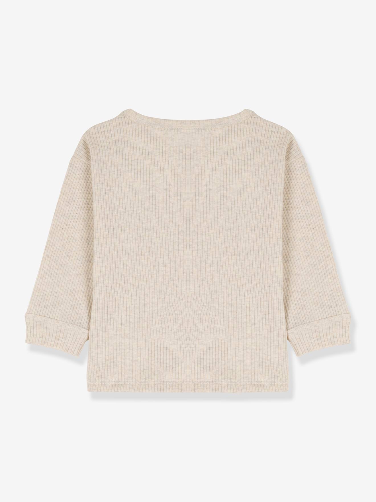 Camiseta infantil de manga comprida em algodão orgânico PETIT BATEAU, cinza