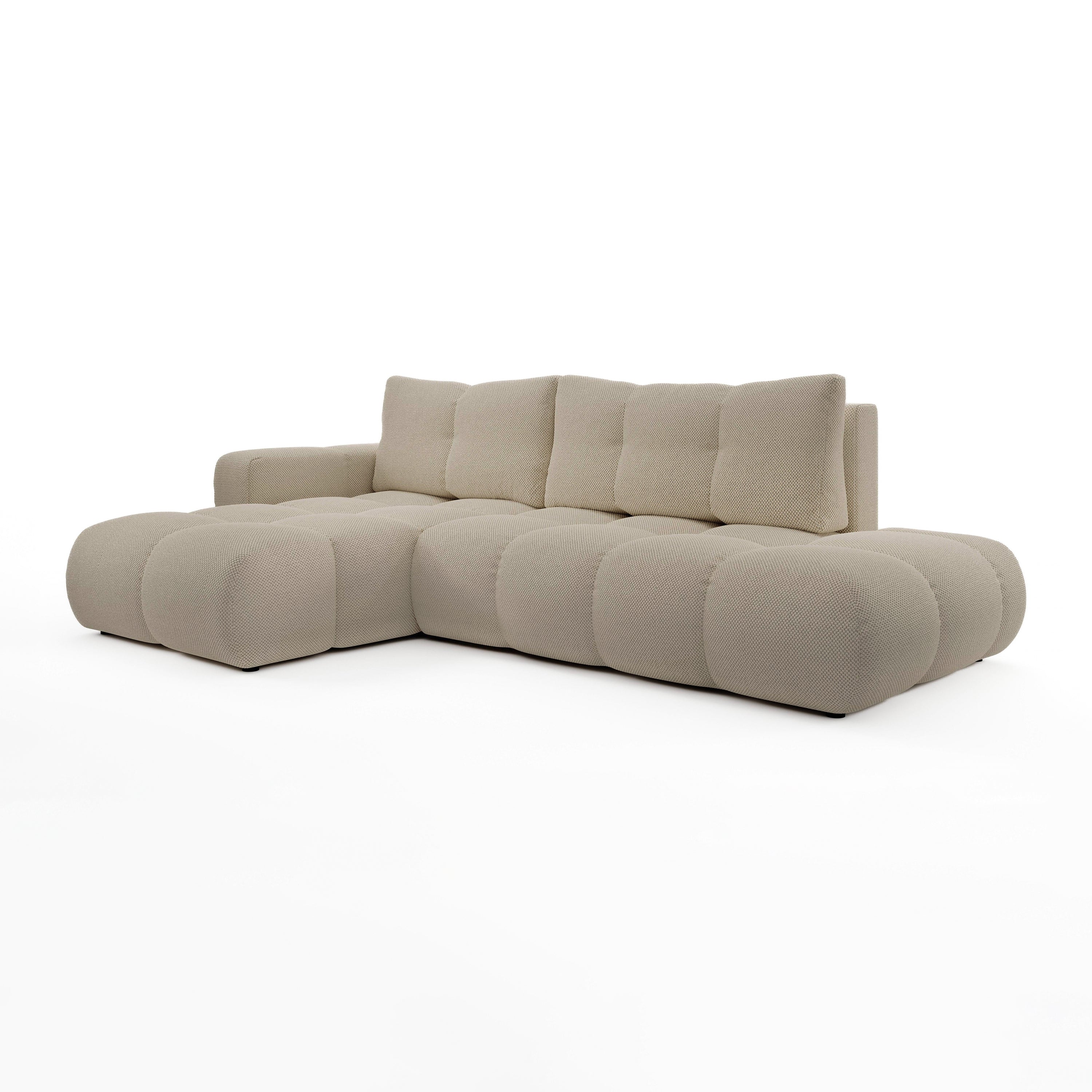 by fonQ Charme Hoekbank Links met Slaapfunctie - Weefstof - Beige
