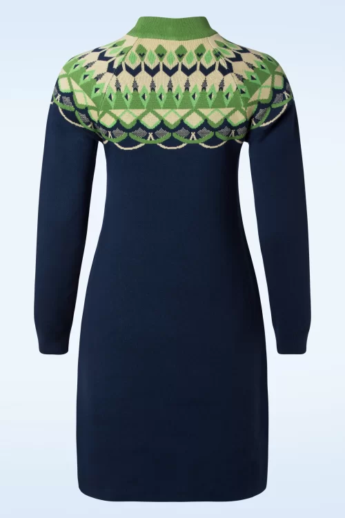 Blutsgeschwister Scandi Woods gebreide jurk in Nostalgic Island Midnight