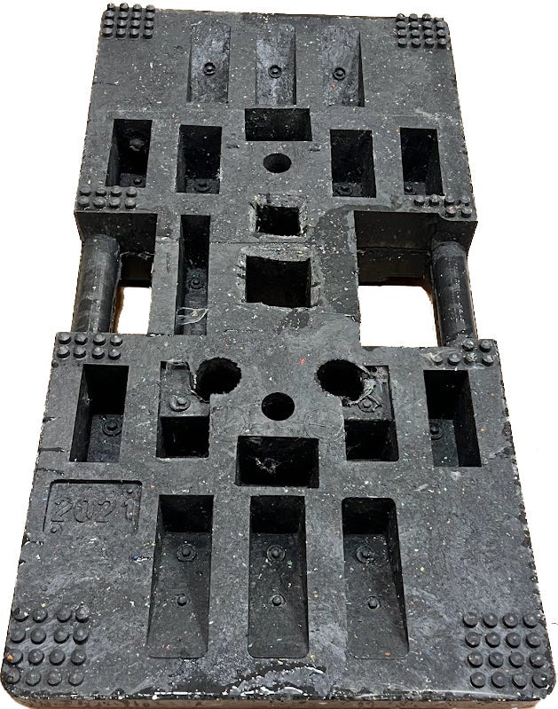 K1 ca. 30 kg zware grondplaat, 100% gerecycled, voor valbeveiliging, bouwborden / enkel stuk