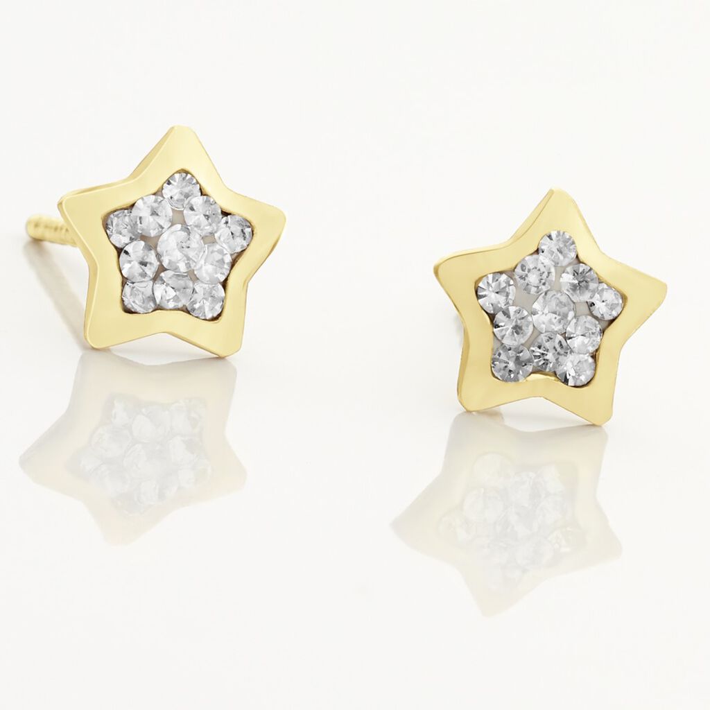Boucles D'oreilles Puces Elais Etoile 0 Or Jaune Strass