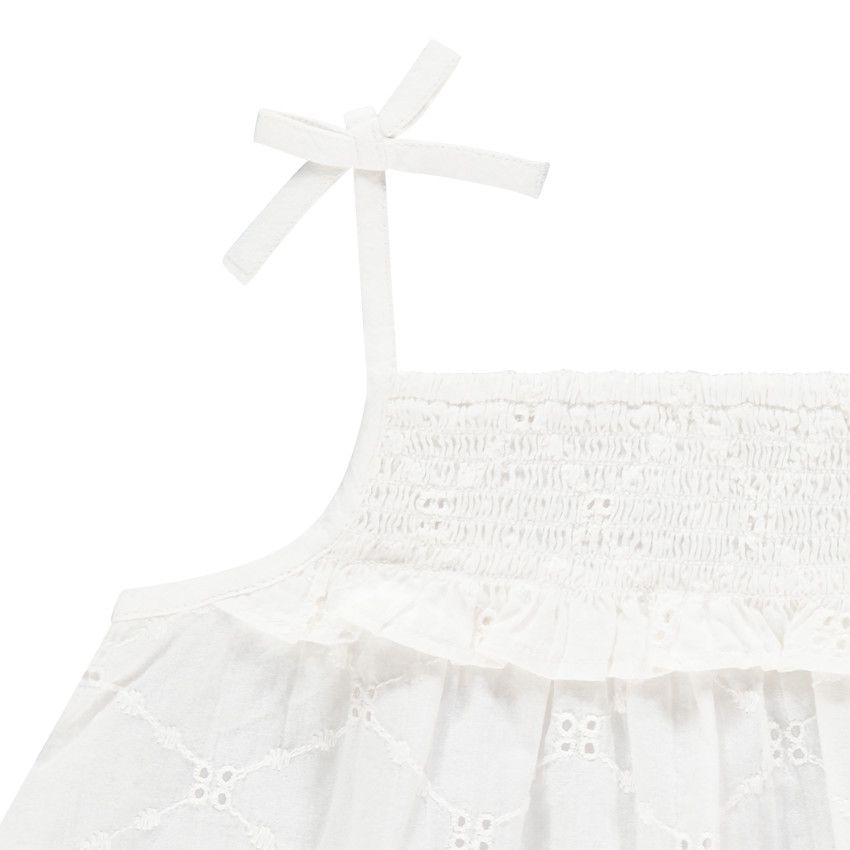 Top en broderie anglaise à fines bretelles - Ecru