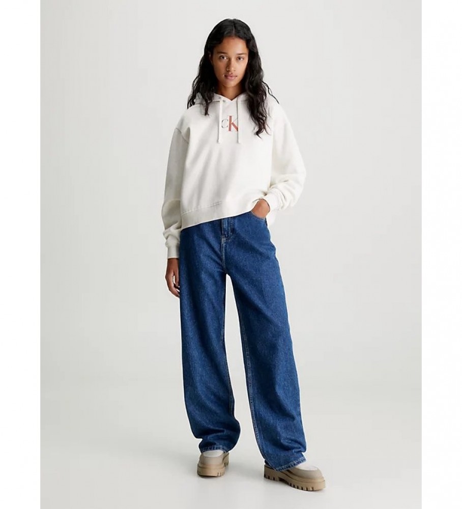 Moletom oversized com capuz Calvin Klein Jeans e logo branco degradê