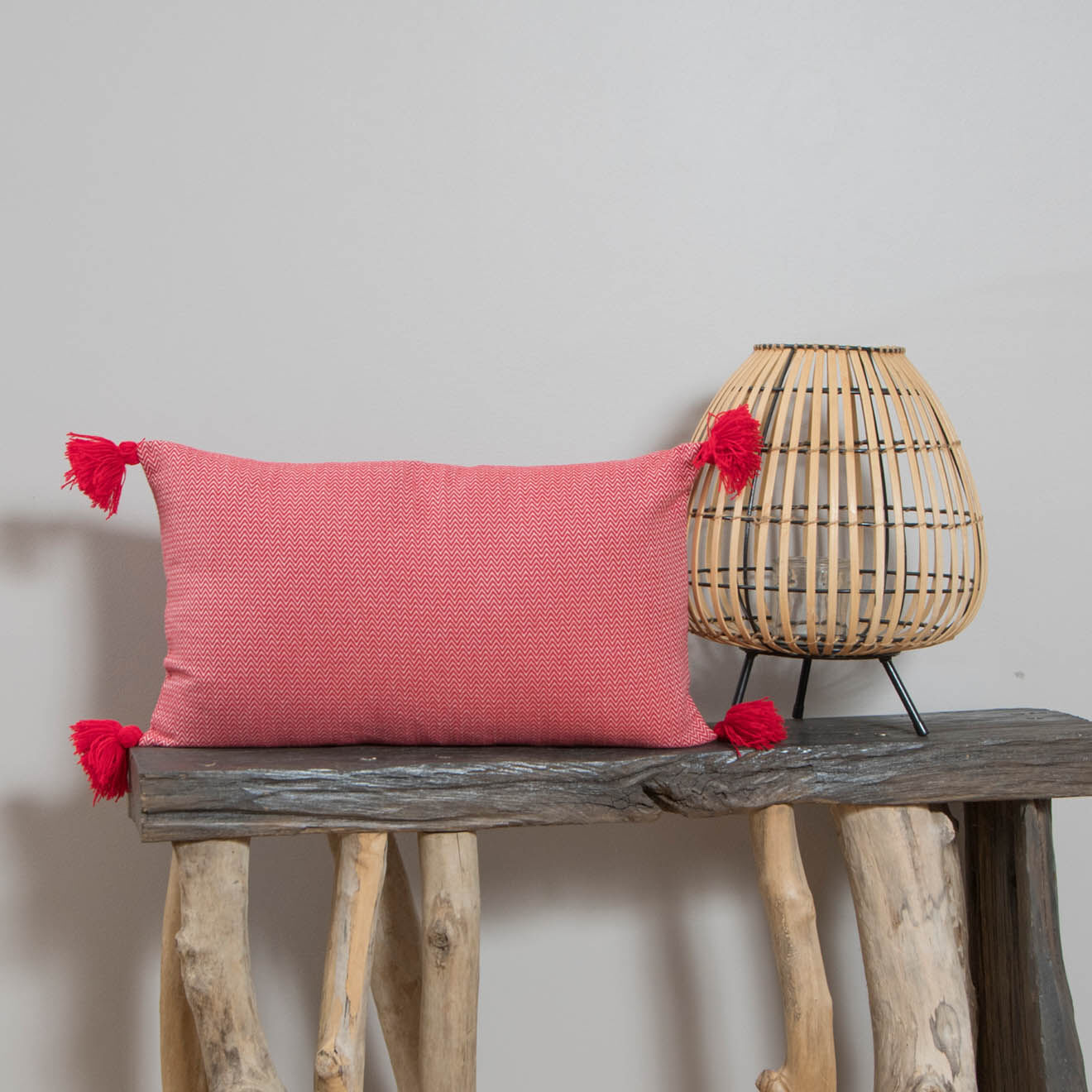 Febronie Housse de coussin chevron Stockholm rouge - 50x30 cm