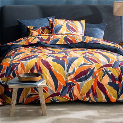 Linge de lit percale motif feuillage - BECQUET CRÉATION