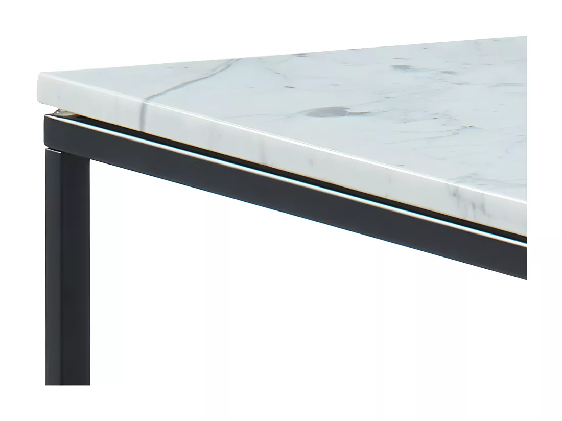 Table basse design ARETHA de Pascal MORABITO - Marbre et Métal - Blanc et Noir