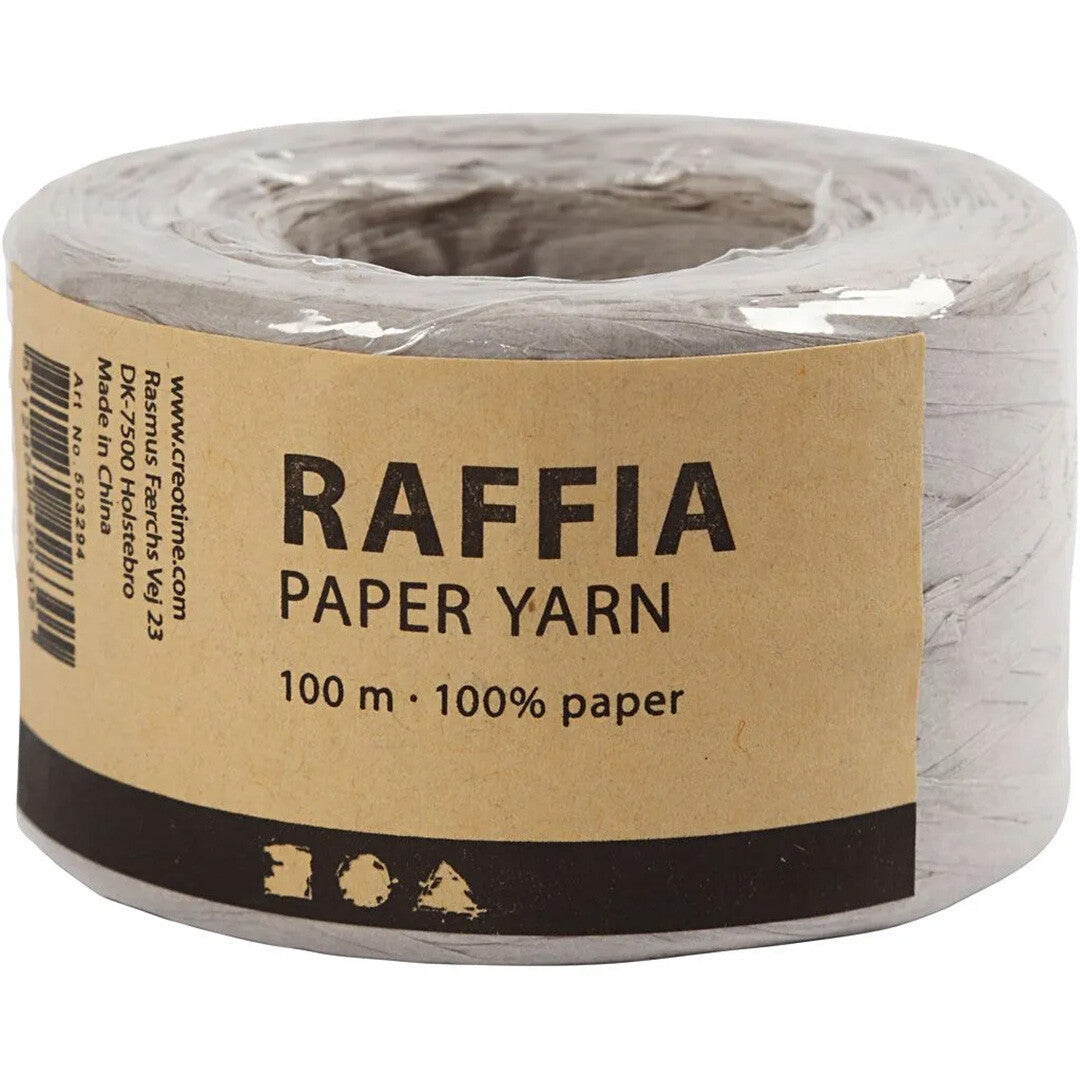 Creativ company rol raffia papiergaren - lichtgrijs - 100m