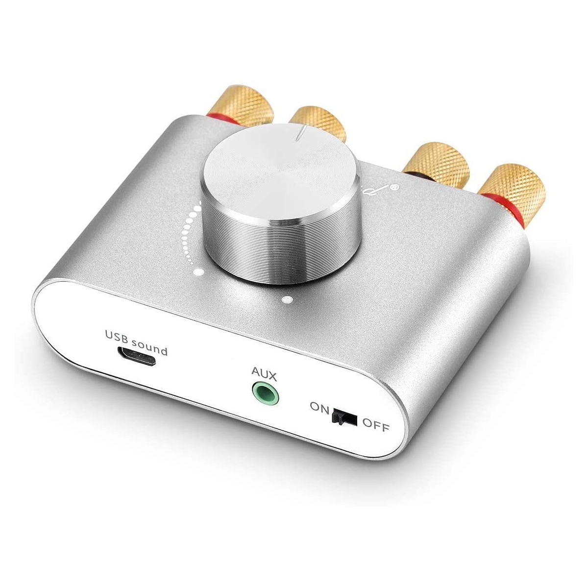 NÖRDIC Bluetooth 5.0 Stereoforsterker Digital Audio Amplifier 2x50W AUX / USB / BT Silver