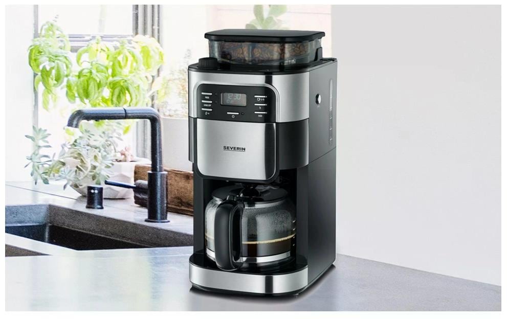 Filterkaffeemaschine KA 4810 Schwarz/Silber<br>Kaffeemaschine mit Mahlwerk