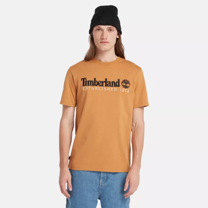 T-shirt à manches courtes et logo pour homme en jaune
