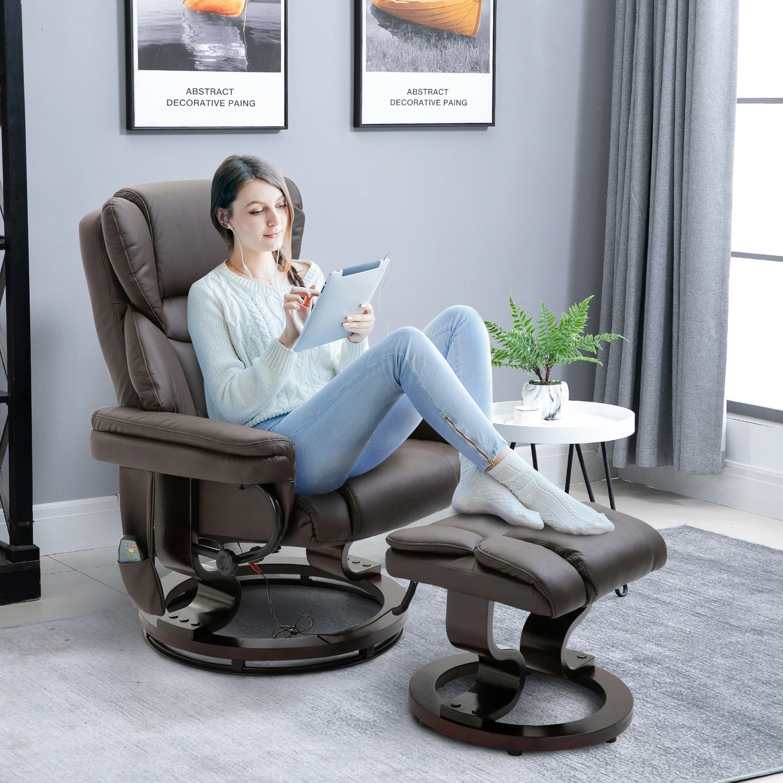 HOMCOM Massagesessel mit Fußhocker 79B x 82T x 101H cm