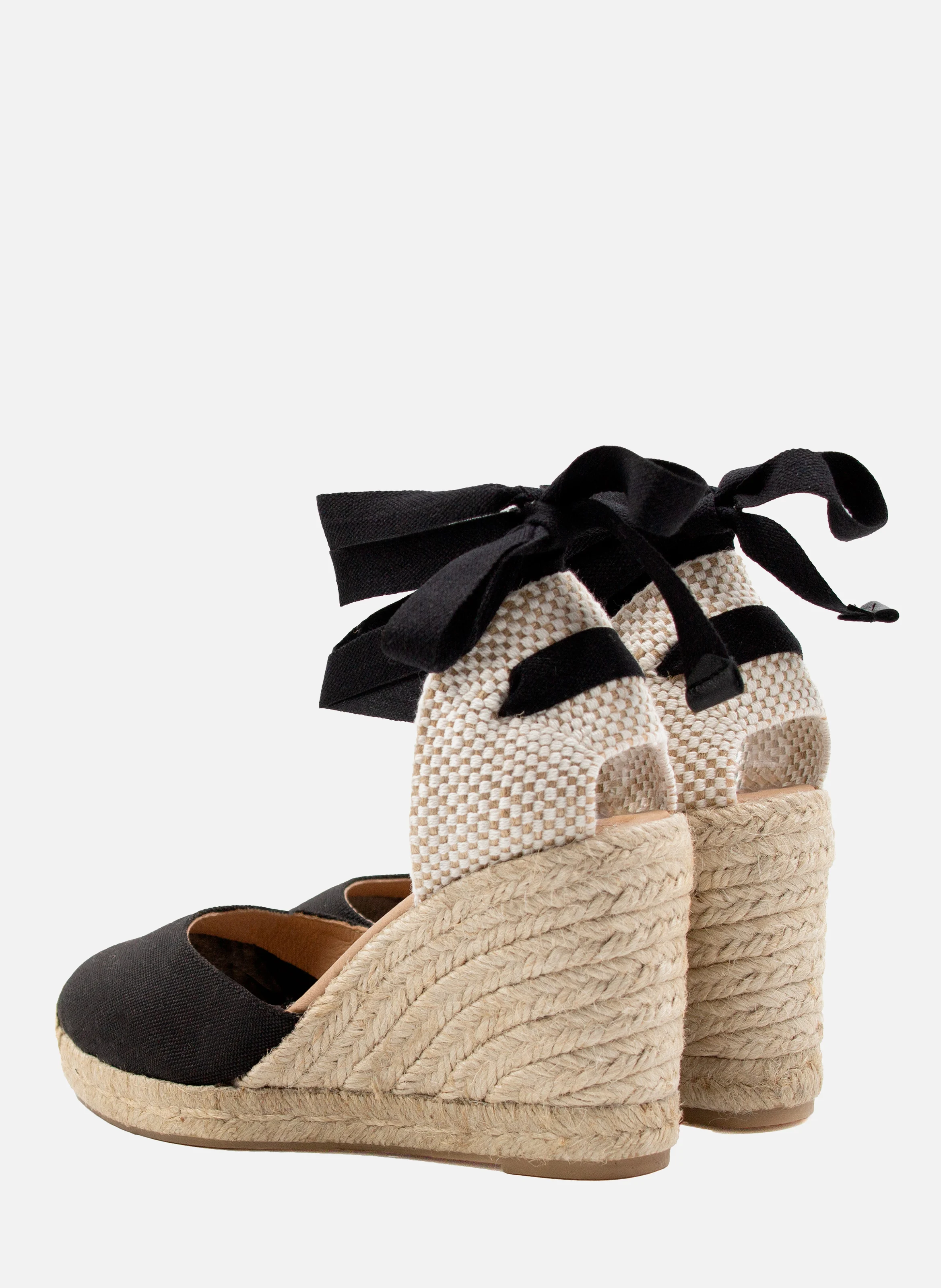 Espadrilles compensées lacées toile recyclée | Noir