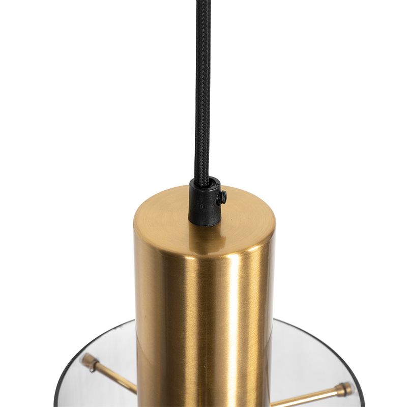 Vintage hanglamp messing met smoke glas - Vidra