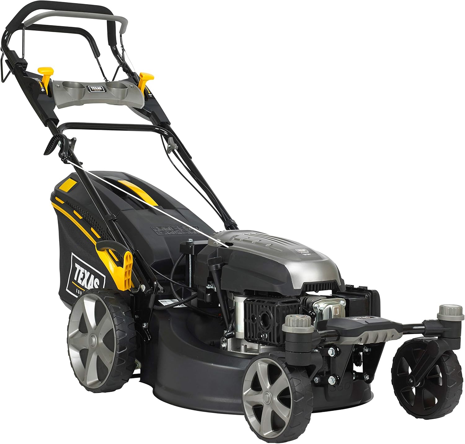 TEXAS Profi Rasenmäher Benzin mit Antrieb Radantrieb E-Start Hochgrasmäher ZT 5110TR/WE Zero Turn 3in1 schwenkbare Vorderachse | sehr wendig | 196cm³ | 4-Takt | 51cm | 4,9PS | 28-75mm | Mulchfunktion
