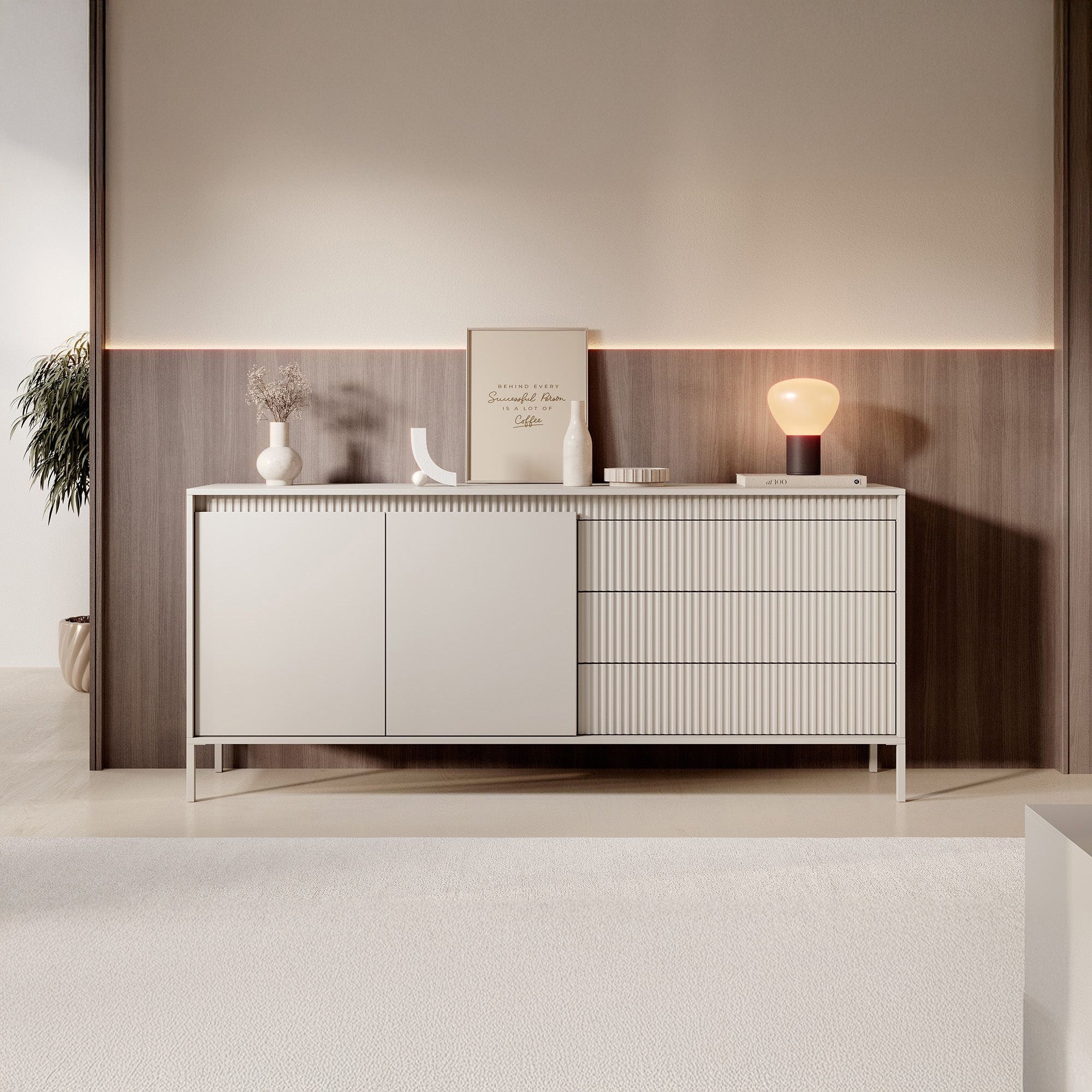 Saran - Dressoir - Beige - 187x40x81 cm