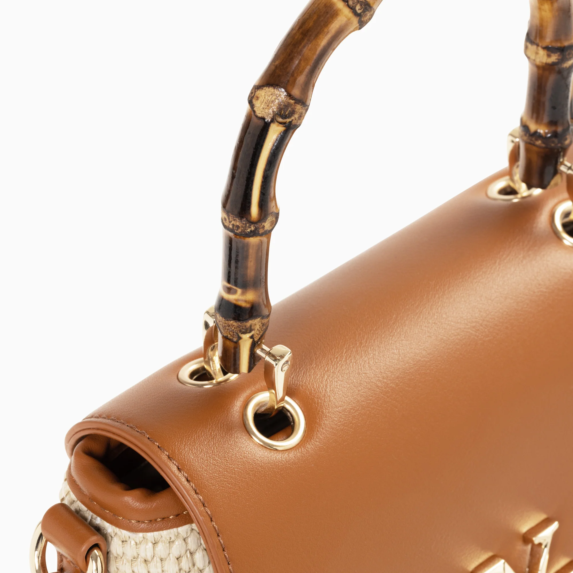 Sacs-Sac à main Gwenaëlle camel à anse en faux bambou
