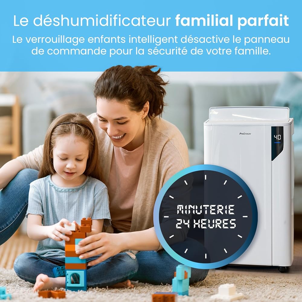 Pro Breeze Déshumidificateur d Air 20L/Jour - Deshumidificateur économe en énergie avec Mode Séchage des Vetements, Capteur et indicateur d'humidité, Filtre - Absorbeur d'humidité et moisissures : Cuisine et Maison