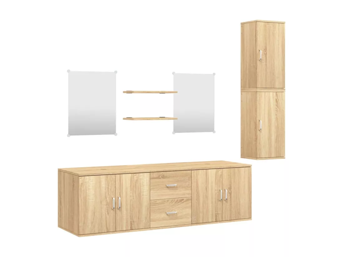 Ensemble de meubles salle de bain 7 pcs chêne bois d'ingénierie