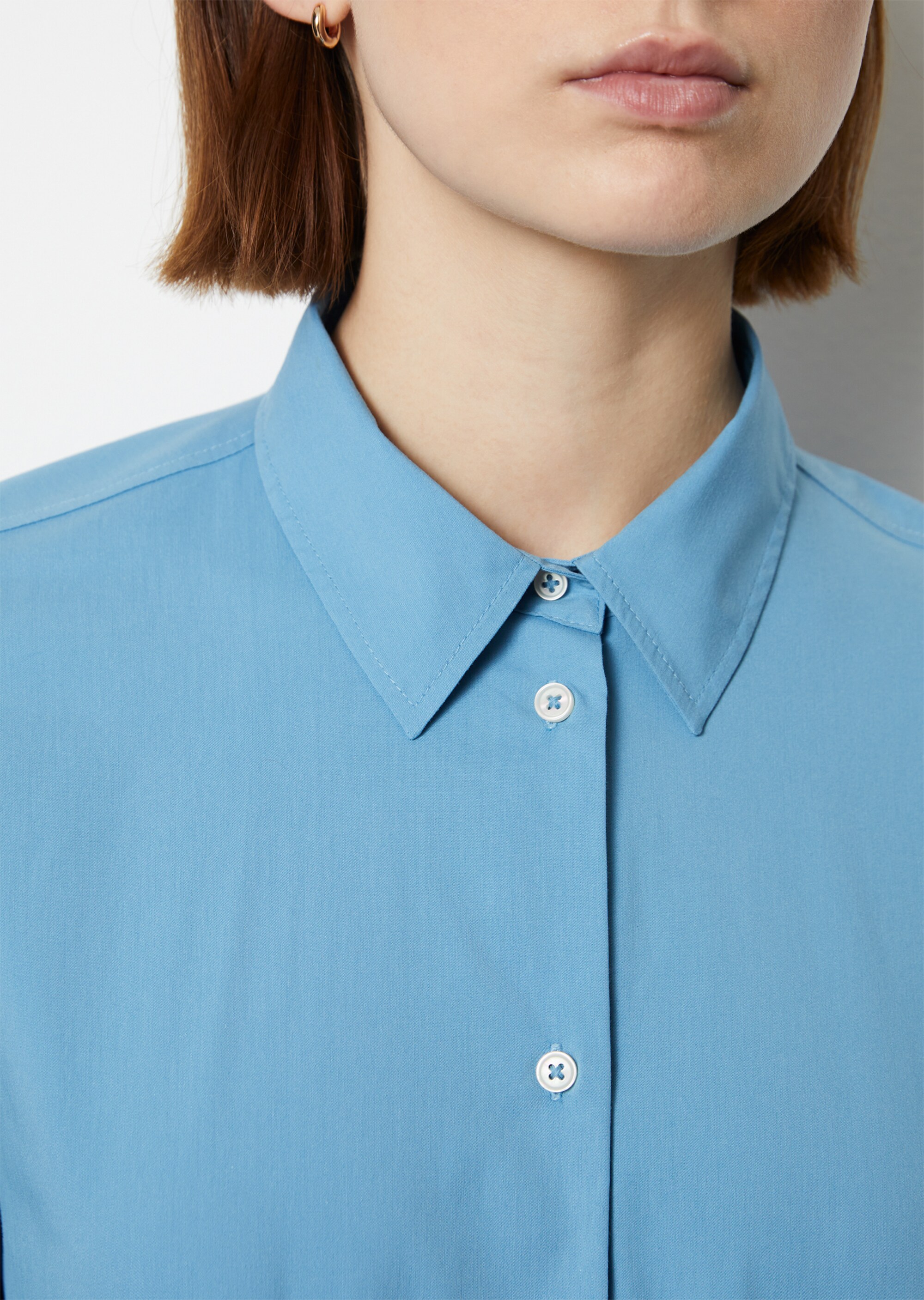 A-Shape-Bluse regularaus Stretch-Popeline
