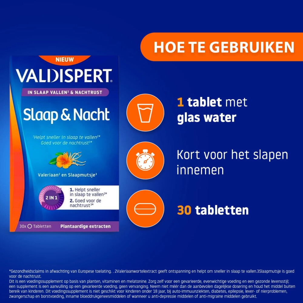 Valdispert Slaap & Nacht 30 tabletten