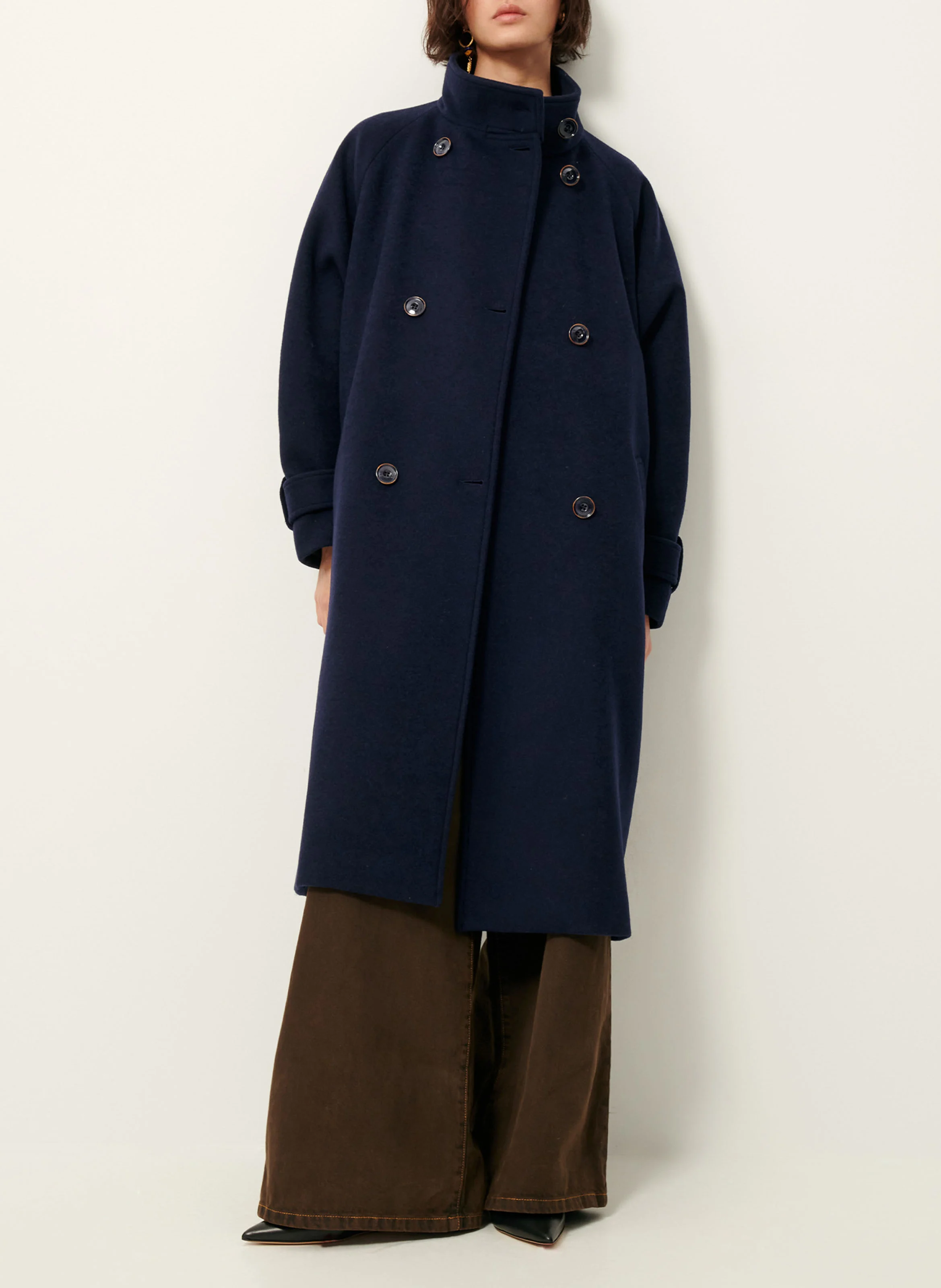 BLEECKETT - Manteau col montant en laine mélangée | Bleu