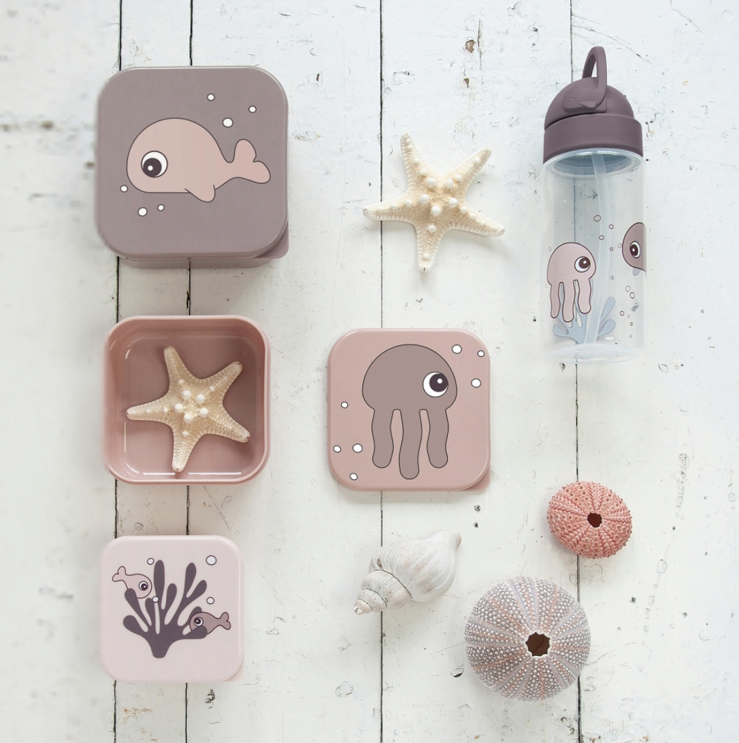 Lot de 3 boîtes à goûter Sea friends Rose