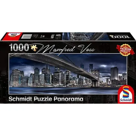 Schmidt Spiele Puzzle - Panoramapuzzle Manfred Voss New York, Dark Night 1000 Teile