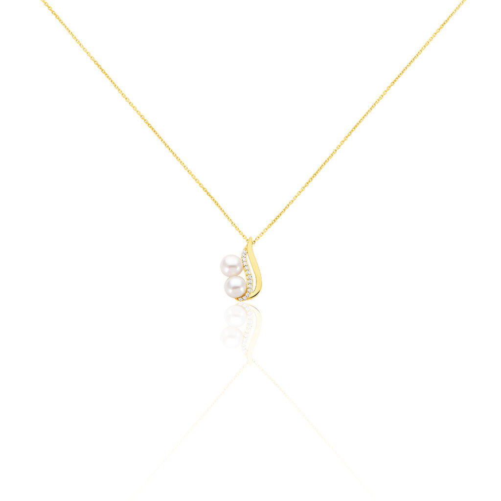 Collier Loeva Or Jaune Perle De Culture Et Oxyde De Zirconium