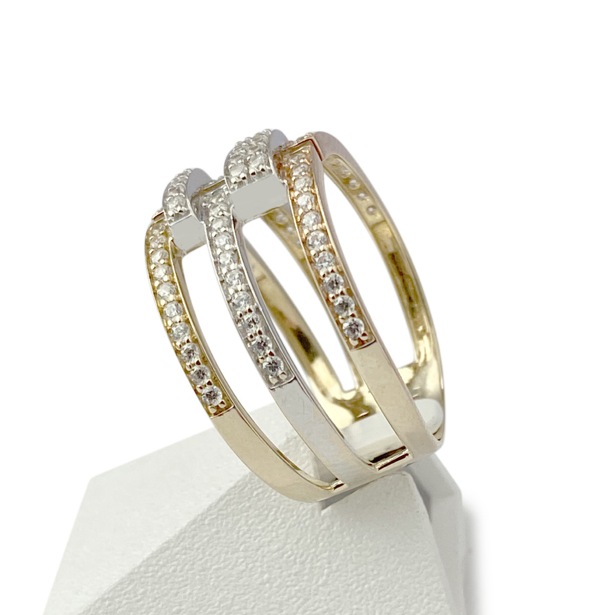 Bague d'occasion or 375 3 tons zirconias