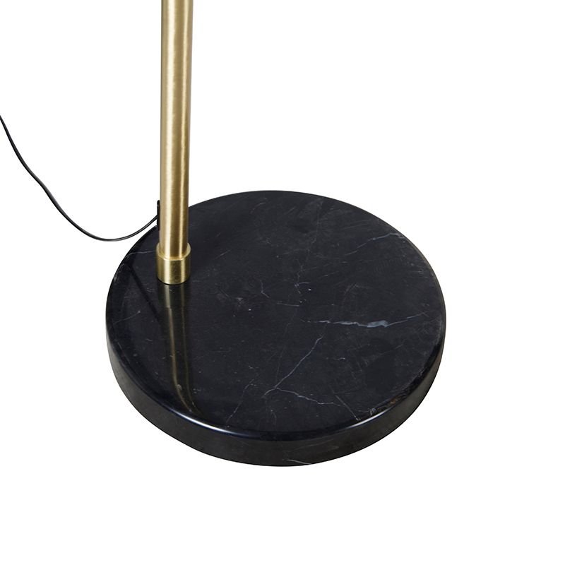 Booglamp messing met marmer en stoffen kap grijs 45 cm - XXL