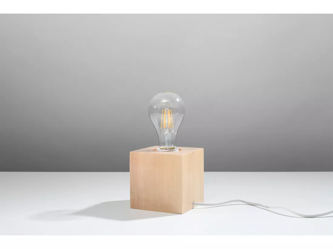 Sollux ARIZ Lampe de Table Bois Naturel E27