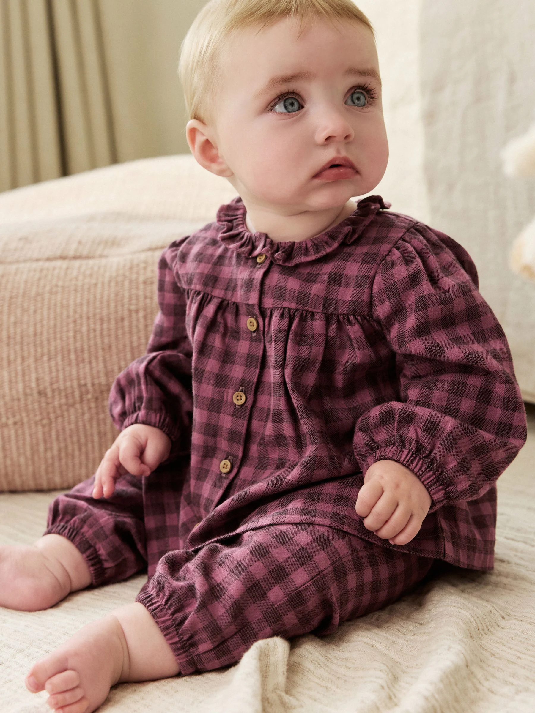 PURPLE GINGHAM - 2 -delige babyset van geweven tops en broeken met lange mouwen (0mnd -2jr)