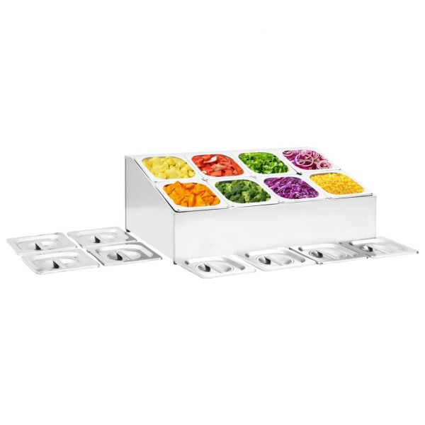 Suporte Gastronorm C/ 8 Recipientes Gn 1/6 Aço Inoxidável - 51225
