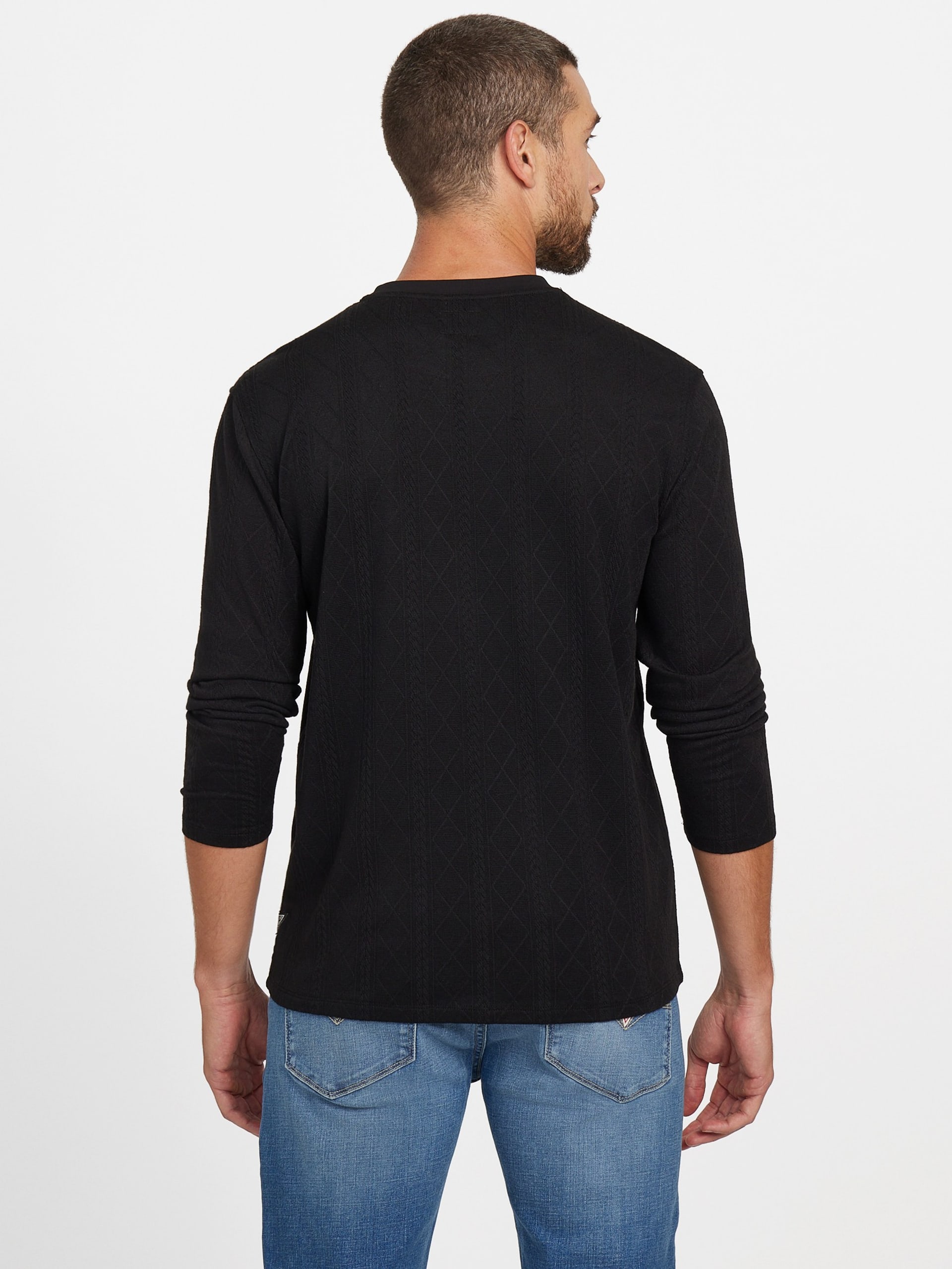 Blusa de manga comprida em malha texturizada