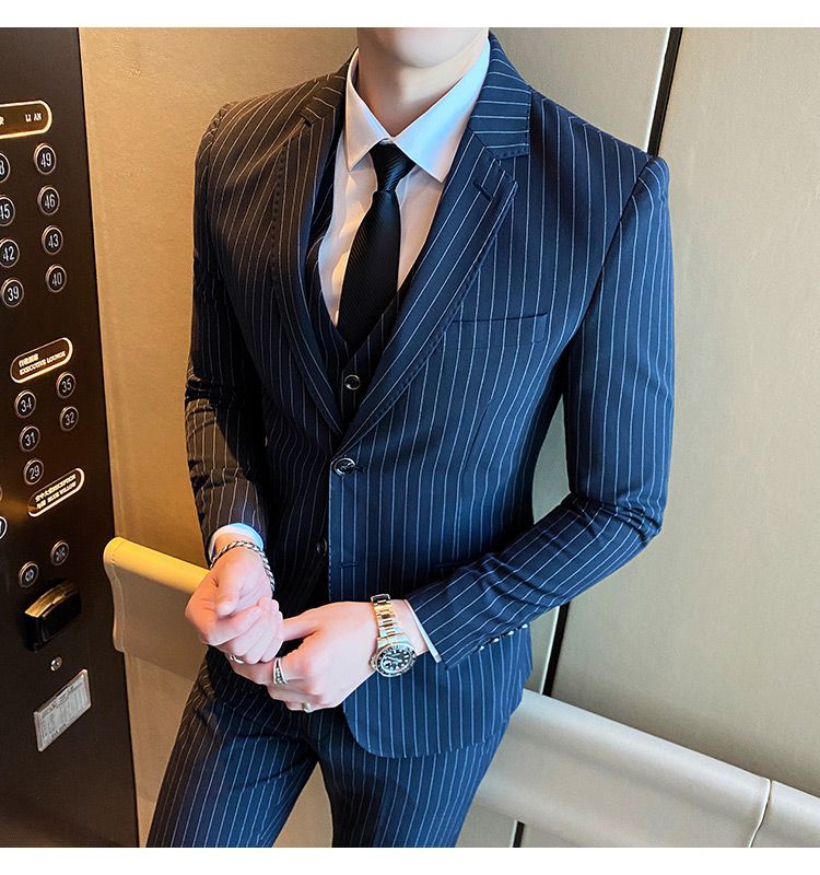 Bay Go Mall - Set: Gestreepte blazer + vest + pantalon