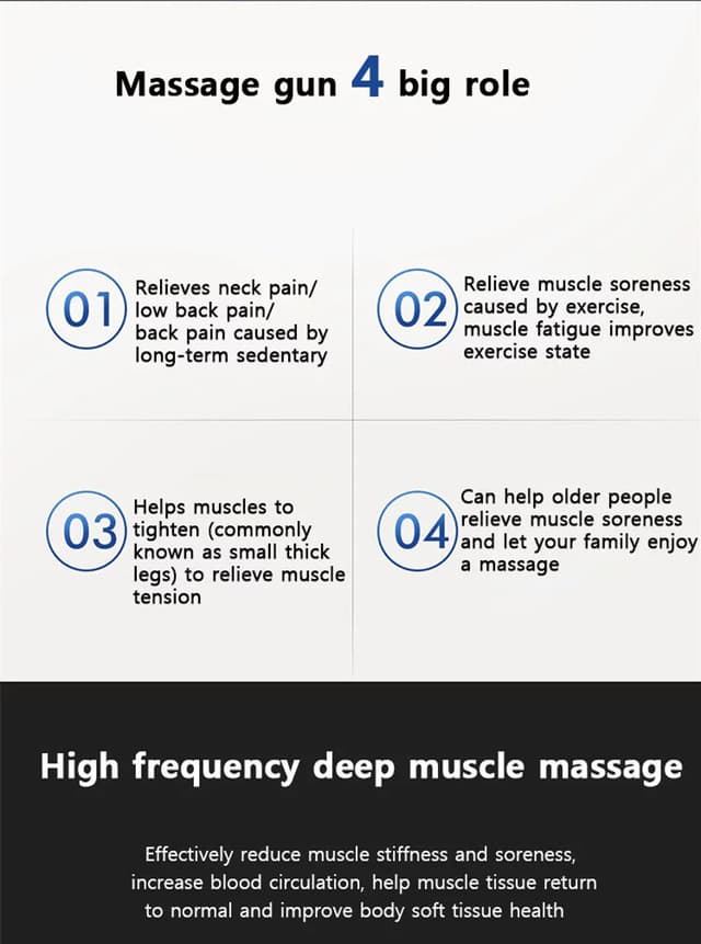 Massagepistol med 6 udskiftelige massagehoveder Sort