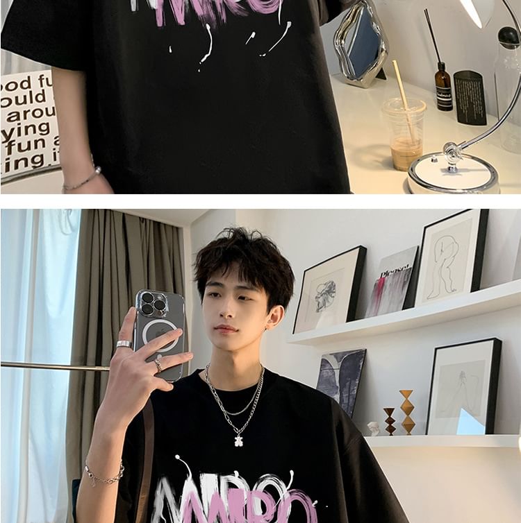 farrahces - T-shirt met korte mouwen, ronde hals en belettering