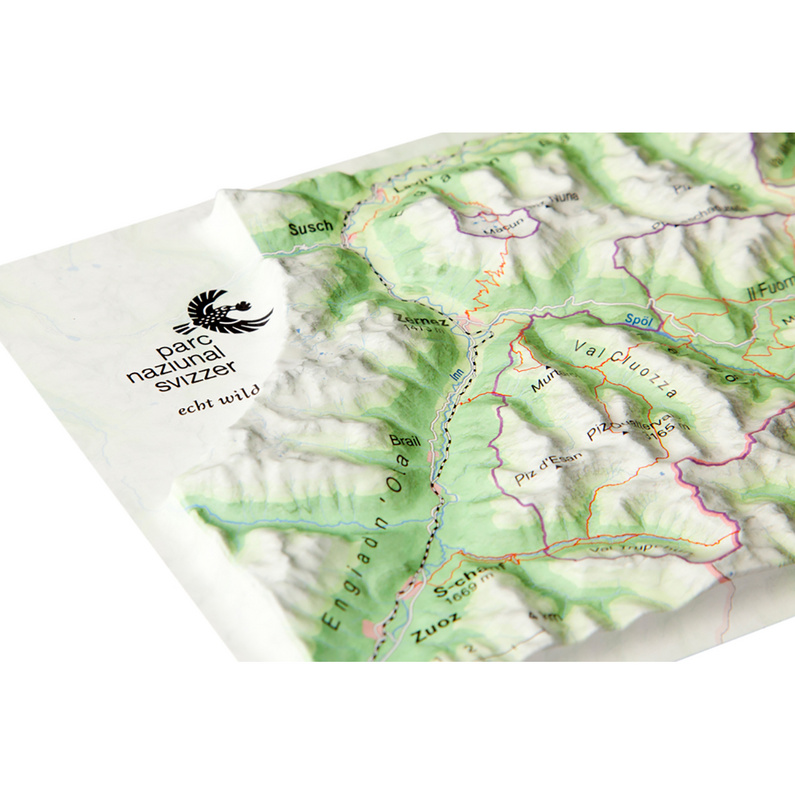 Georelief 3D Reliefpostkarte Schweizer Nationalpark