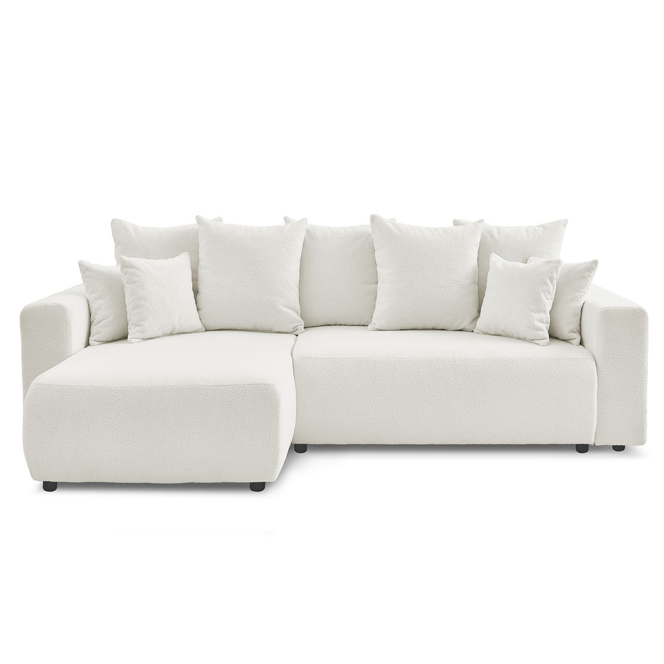 Bobochic Canapé d'angle convertible reversible bouclette Envy blanc - 282x153x95 cm