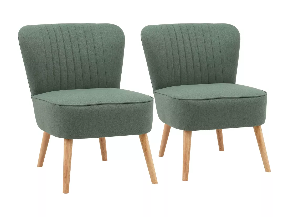 Lot de 2 fauteuils style crapaud en tissu vert