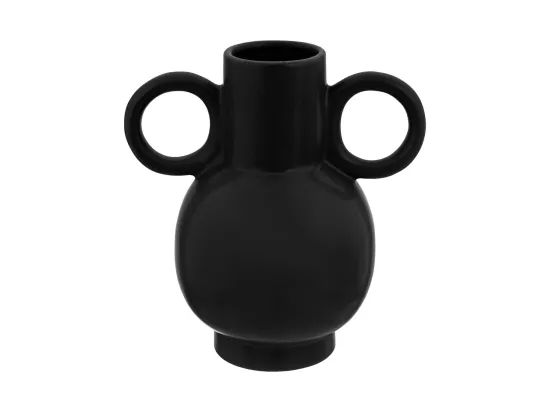 Vase Amphore en Céramique Noire H 22,5 cm