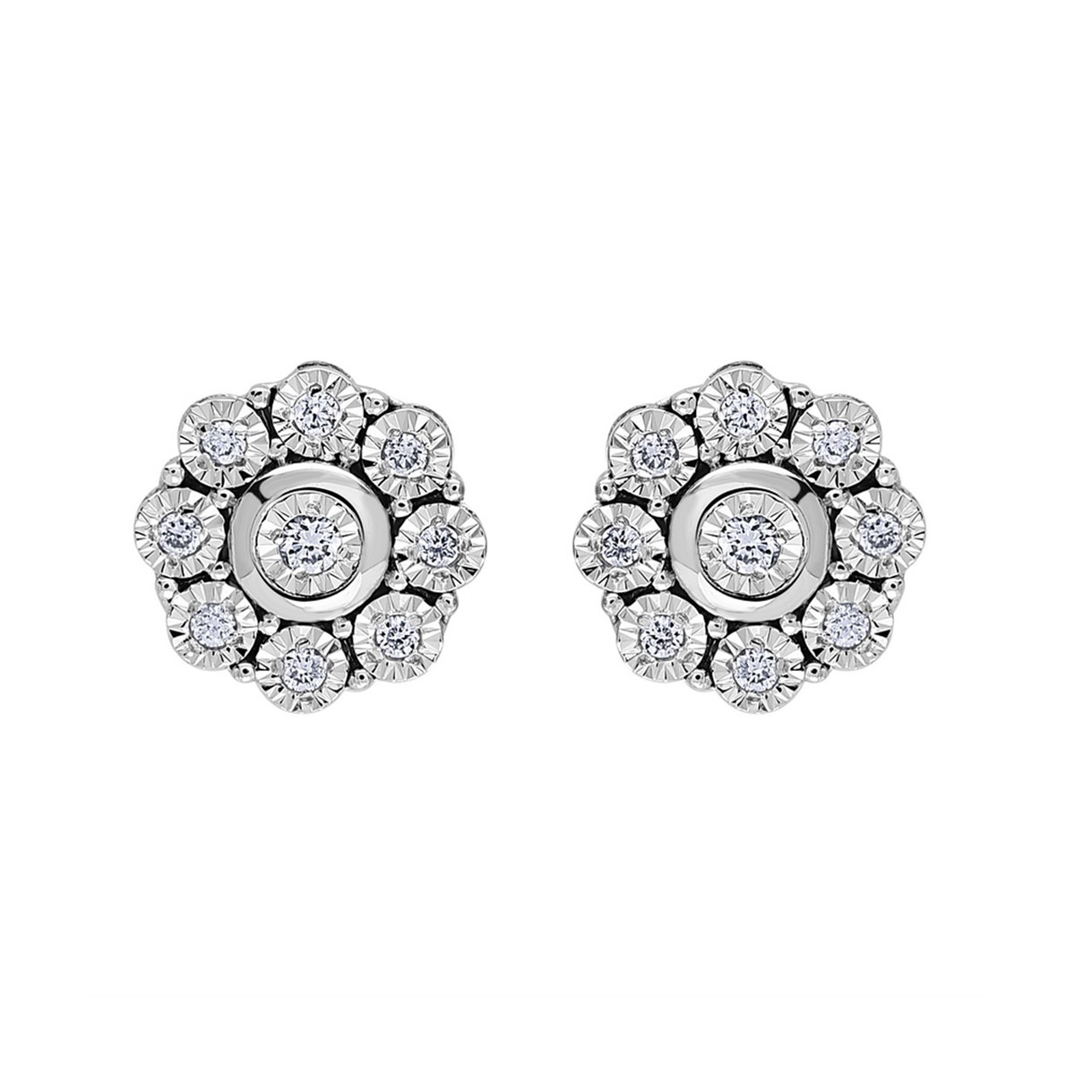 Boucles d'oreilles Brillaxis fleur diamant or blanc