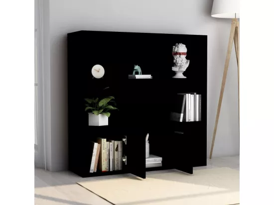 Bibliothèque Noir 98x30x98 cm Bois d’ingénierie