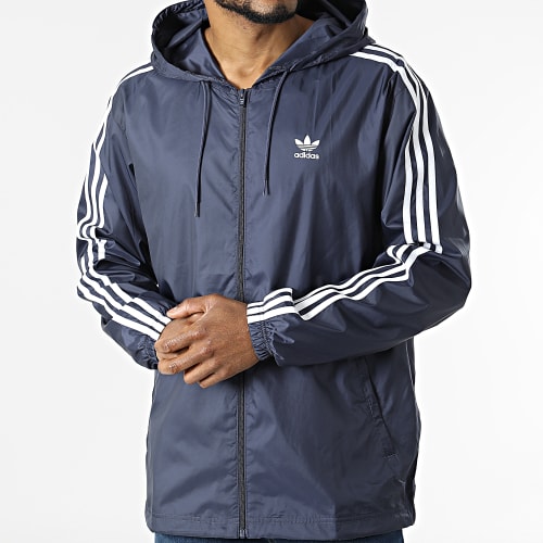 Coupe-vent Capuche Adicolor 3 Stripes HB9491 Bleu Marine