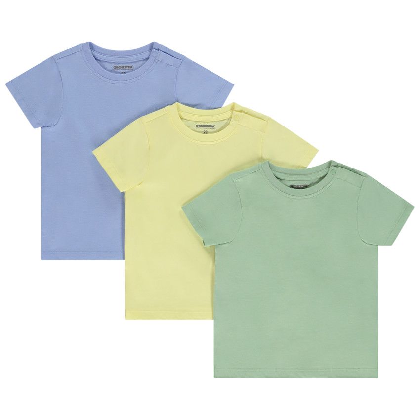 Lot de 3 t-shirts manches courtes print gomme pour bébé garçon - Jaune