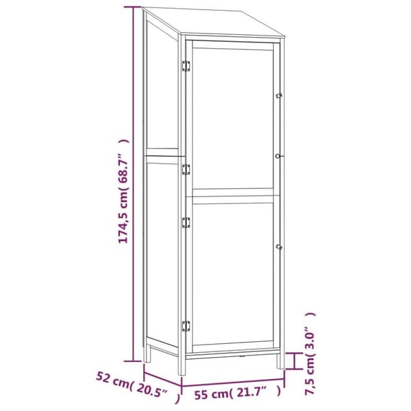 vidaXL Hageskur antrasitt 55x52x174,5 cm heltre gran